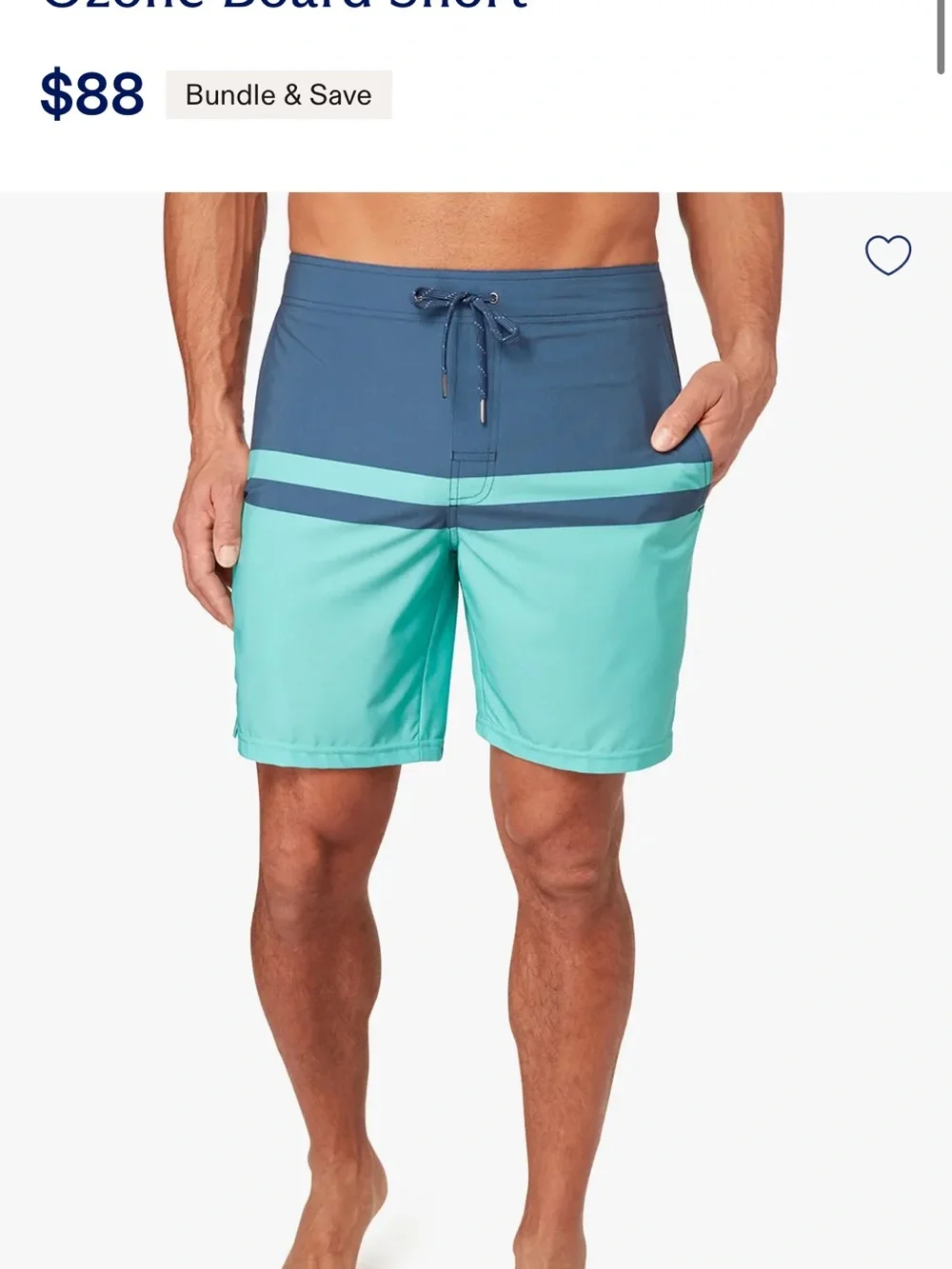 Fair Harbor Men's Teal and Navy Ozone Board Short